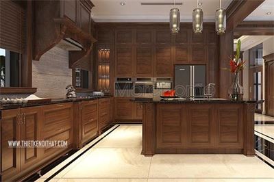 Thi công đá mặt bàn bếp nhân tạo tại biệt thự Vinhomes GreenBay HL30